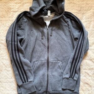 Adidas Men's Dark Gray Zip-Up Sweater